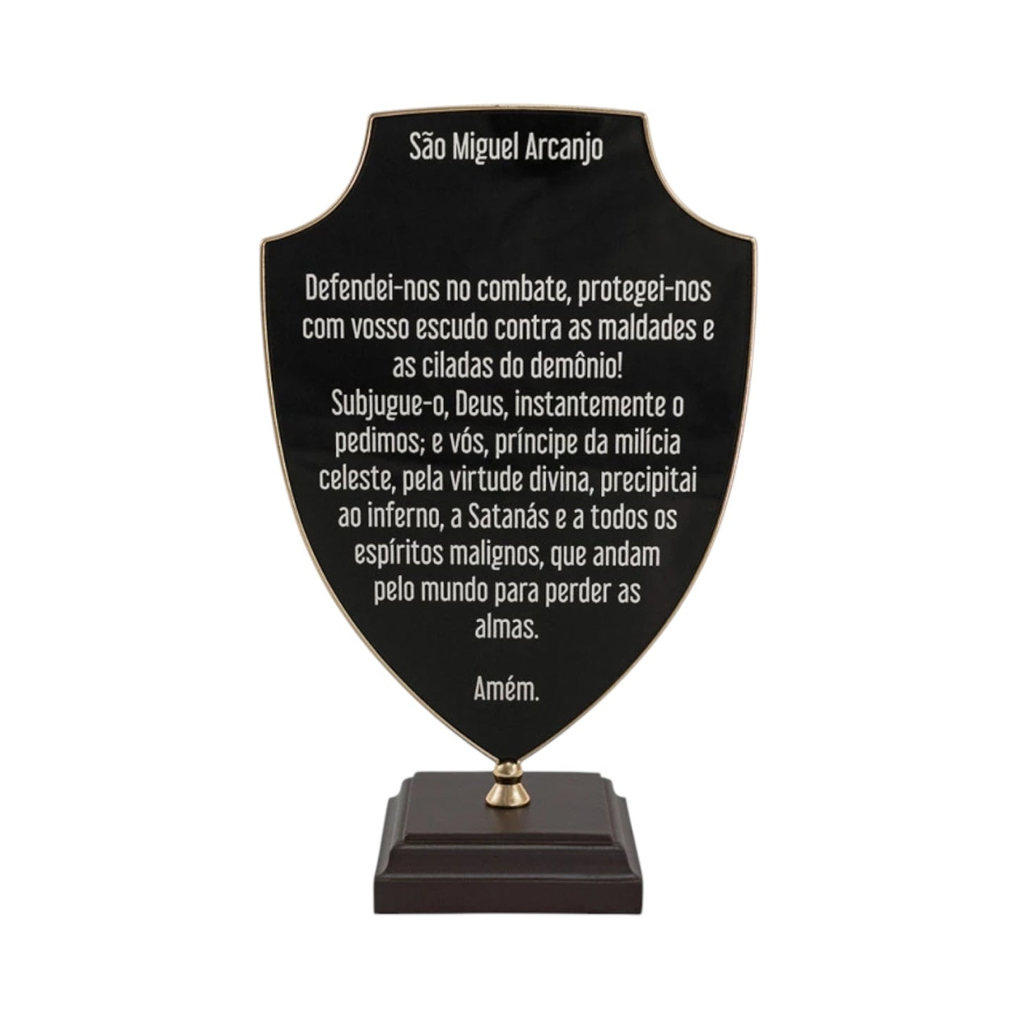 Saint Michael Archangel Tabletop Statue 8.3 Inches Gold & Antique Gold with Prayer