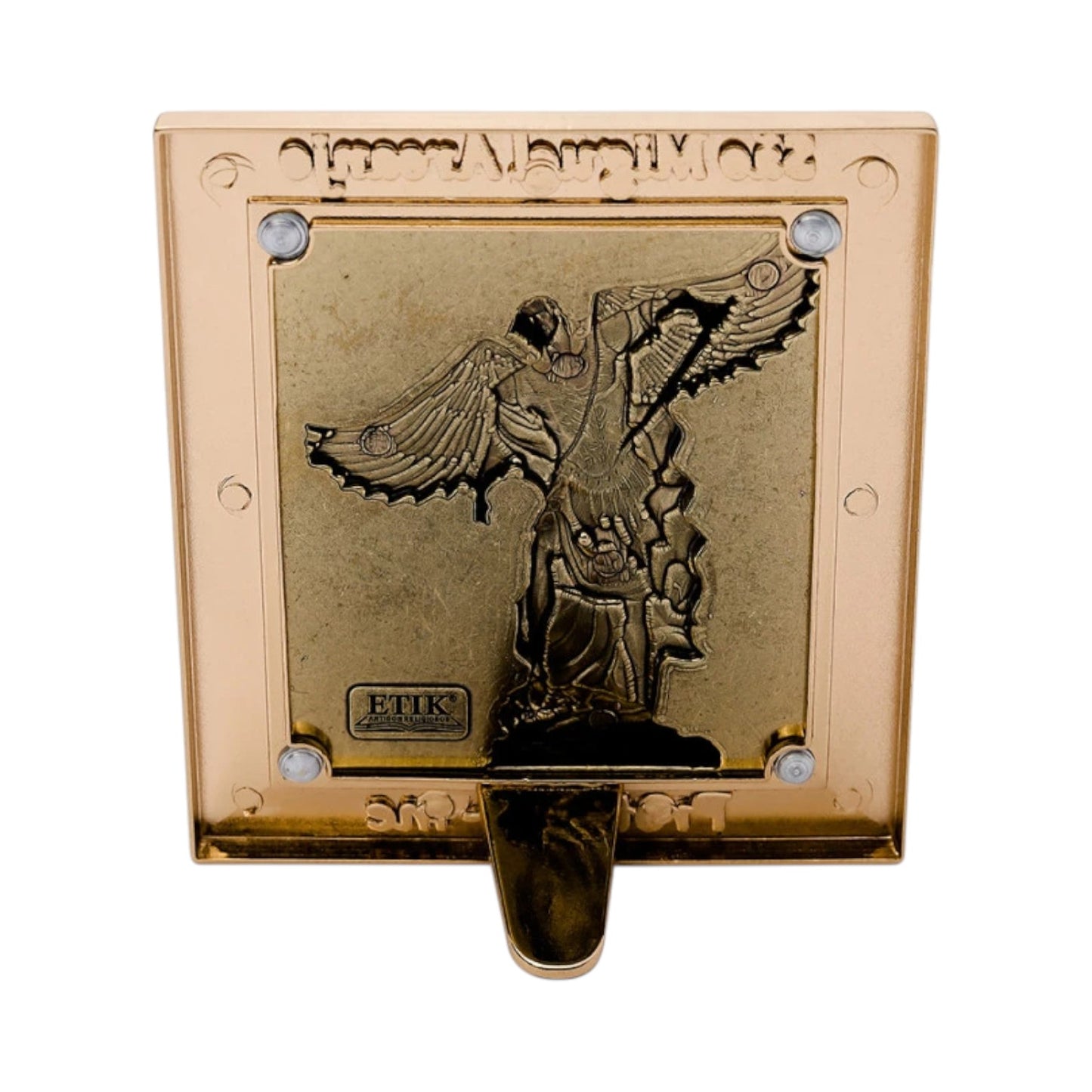 Saint Michael Archangel Tabletop Frame 4.7 Inches Gold & Antique Silver with Prayer