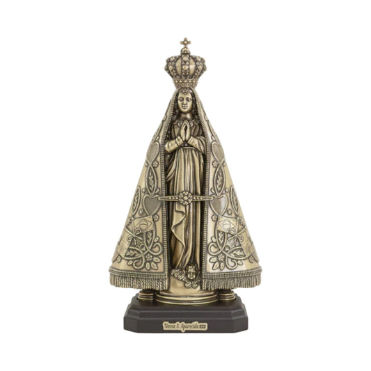 Our Lady of Aparecida Statue 9.8 Inches Antique Gold Brazil's Patroness