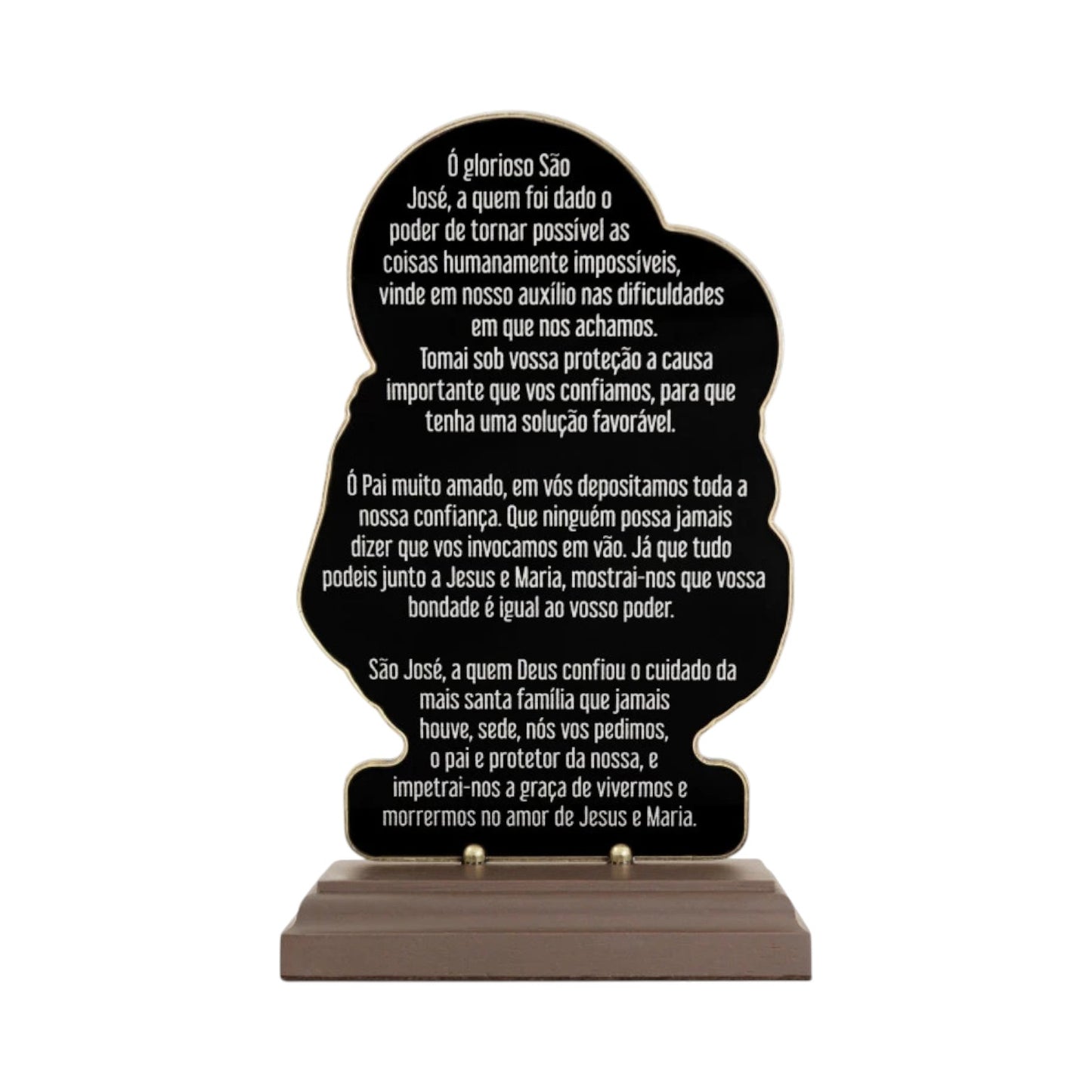 Saint Joseph Tabletop Figurine 8.5 Inches Antique Gold with Prayer & Wood Base