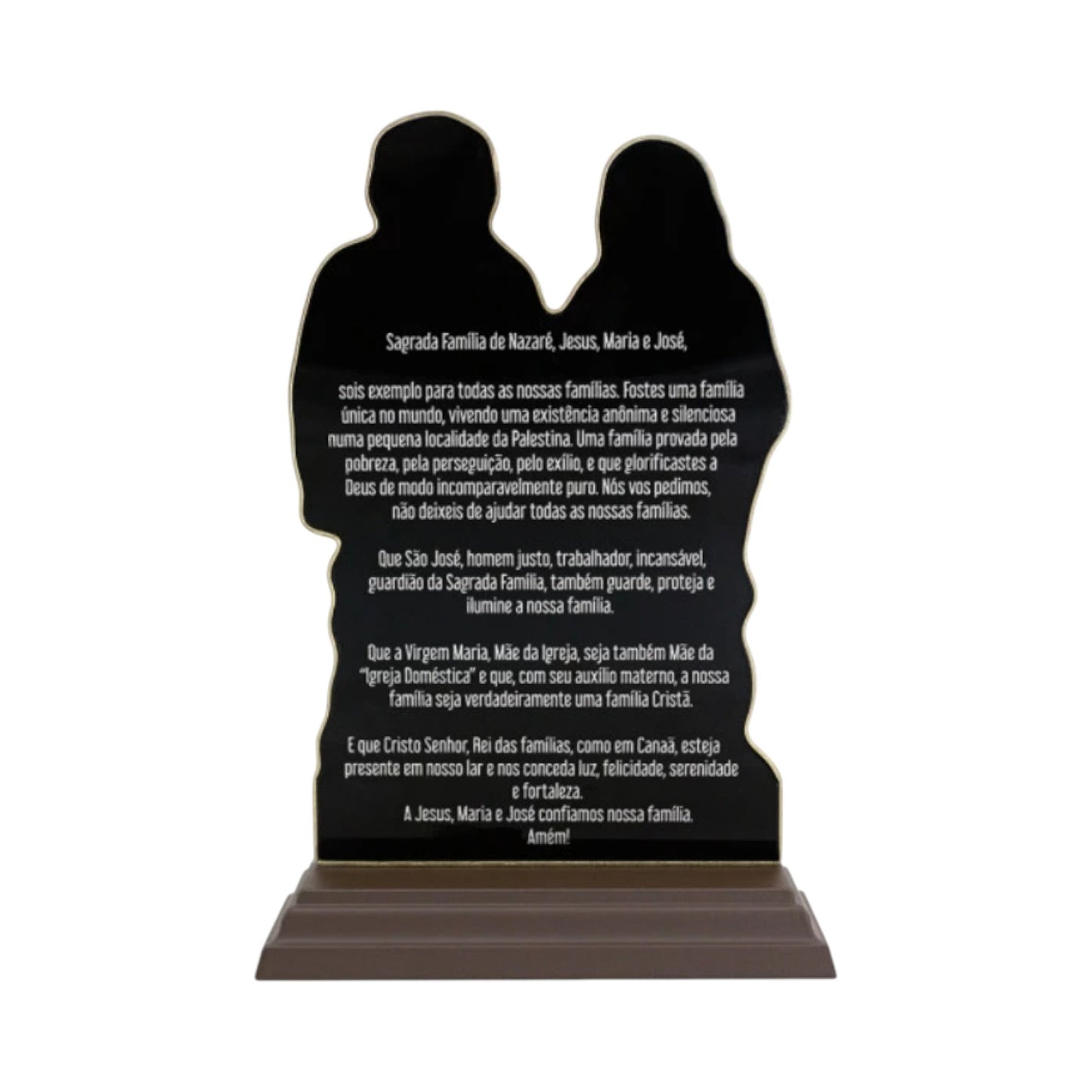 Holy Family Tabletop Figurine 7.9 Inches Antique Gold Finish with Prayer