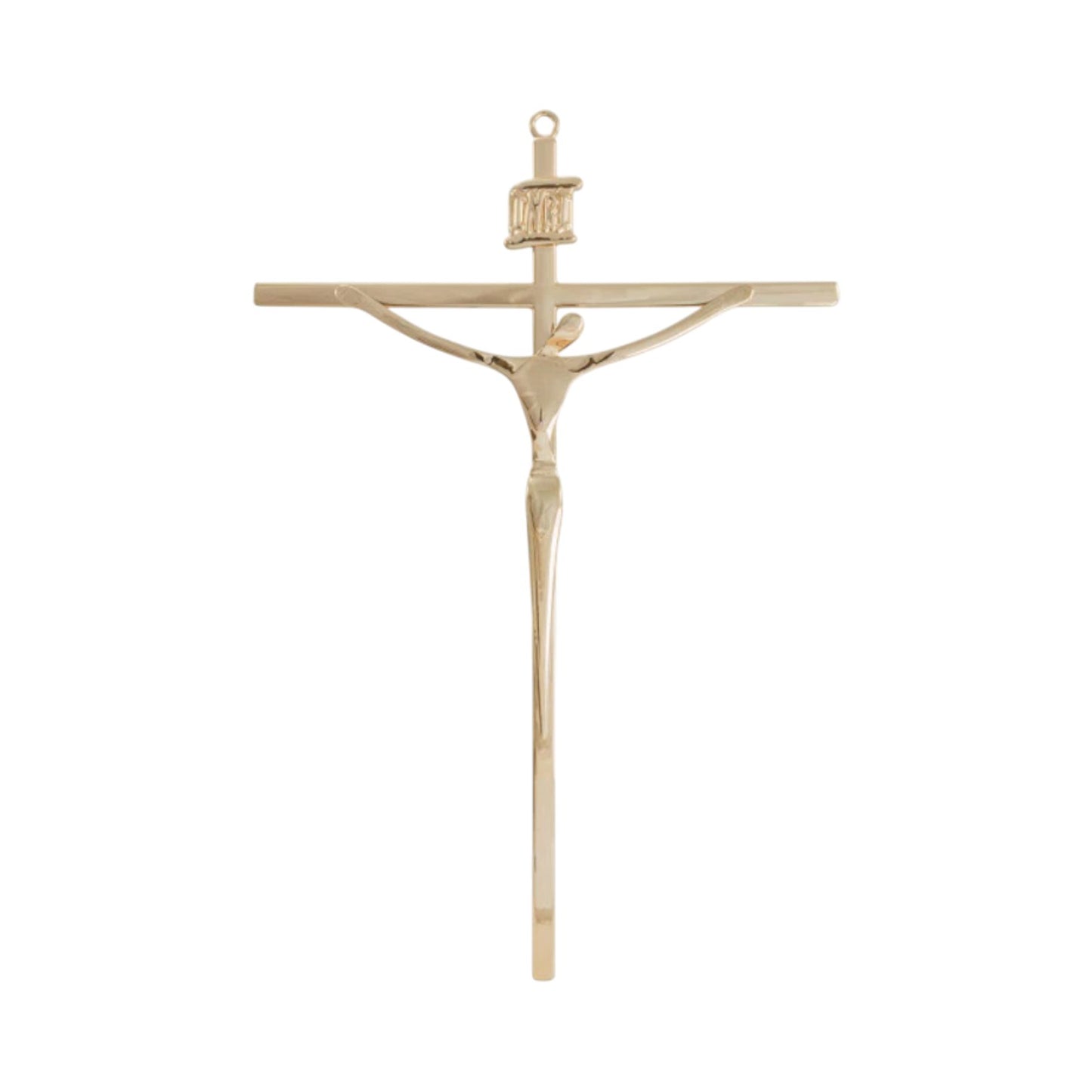 Stylized Gold Crucifix Wall Cross 14.2 Inches Modern Catholic Design