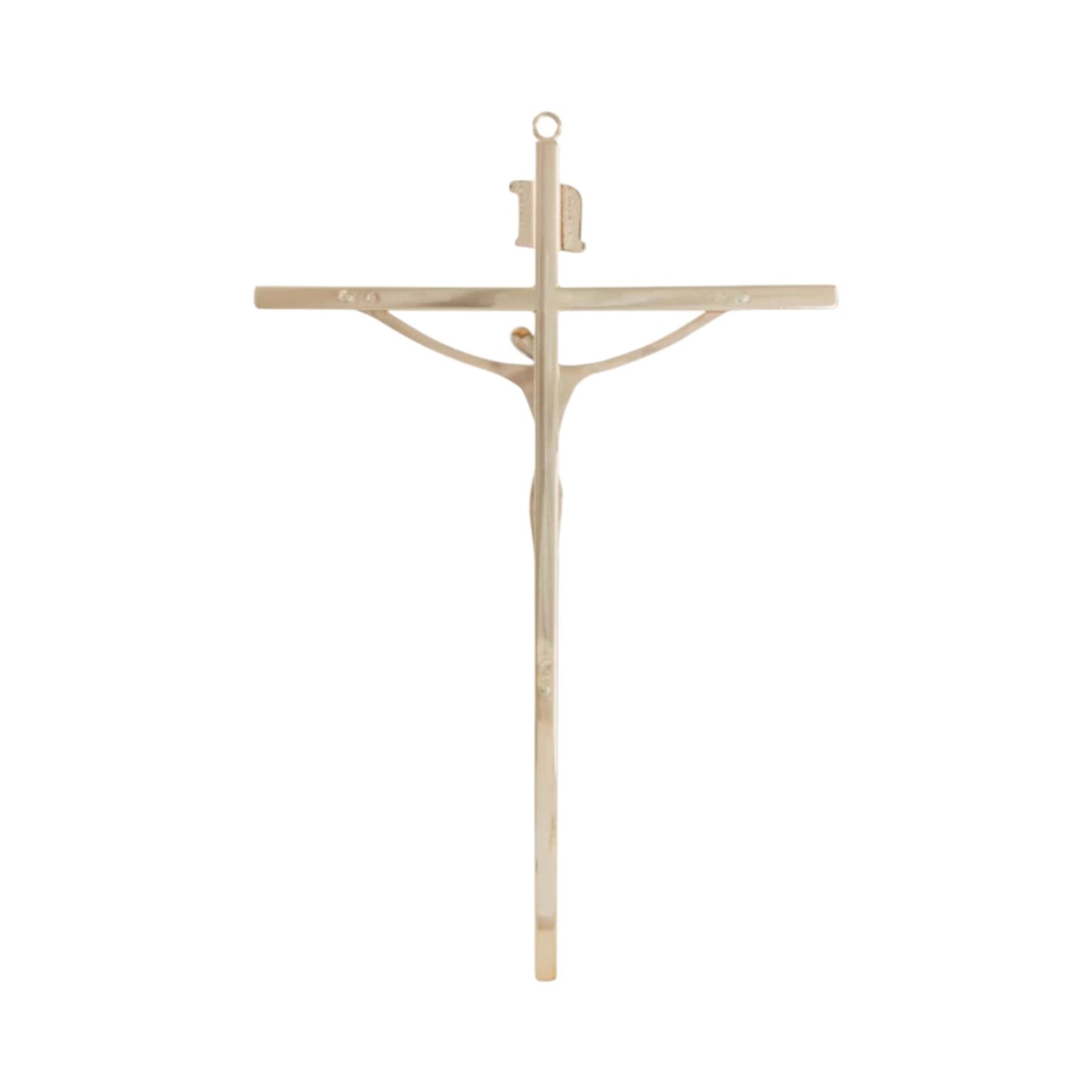 Stylized Gold Crucifix Wall Cross 14.2 Inches Modern Catholic Design