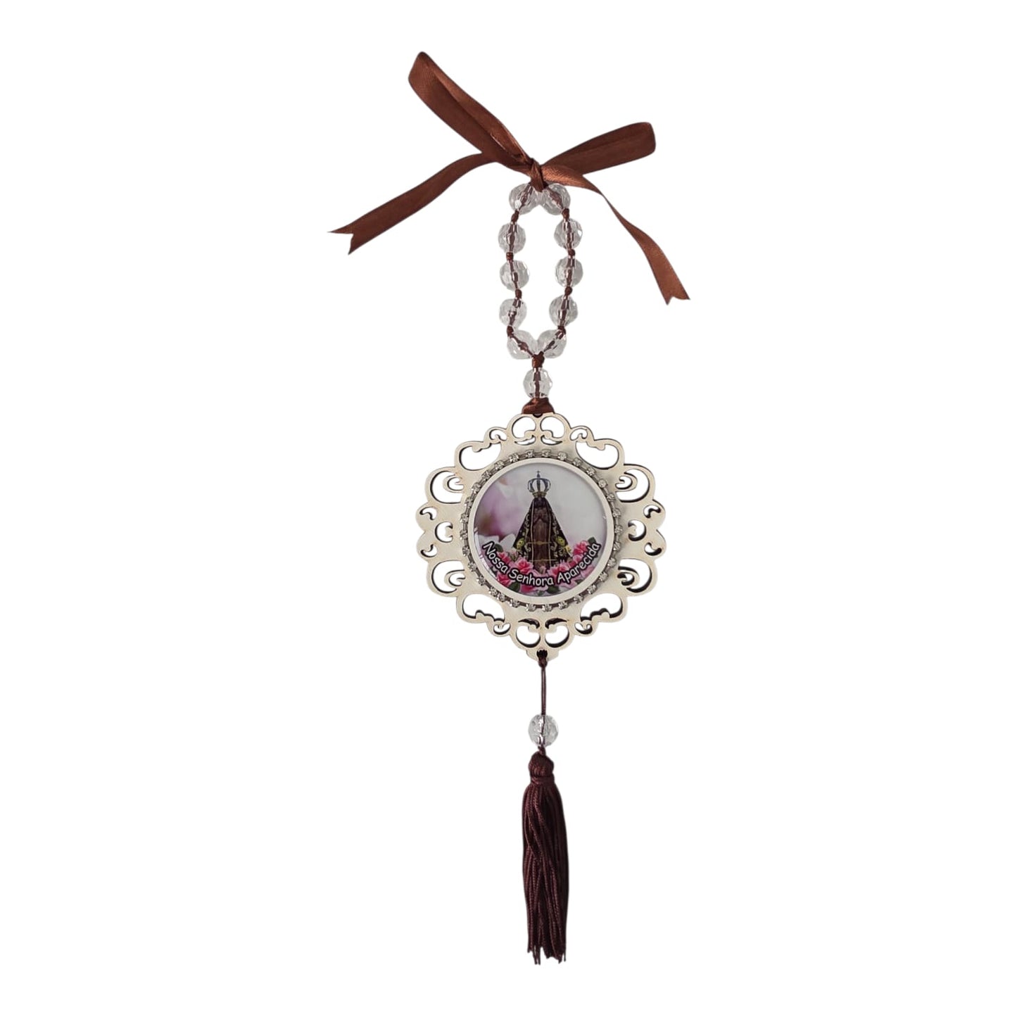 Baby Crib Medal with Crystal Beads and Tassel