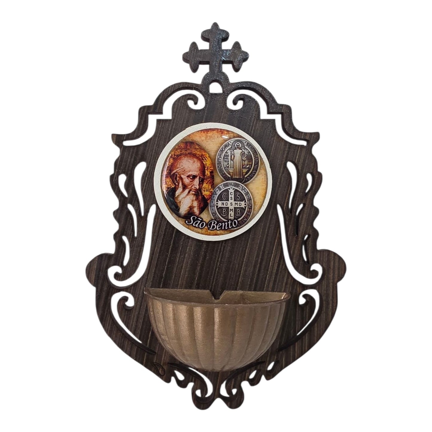 Wall-Mounted Holy Water Font with Sacred Image - 7.1 Inch