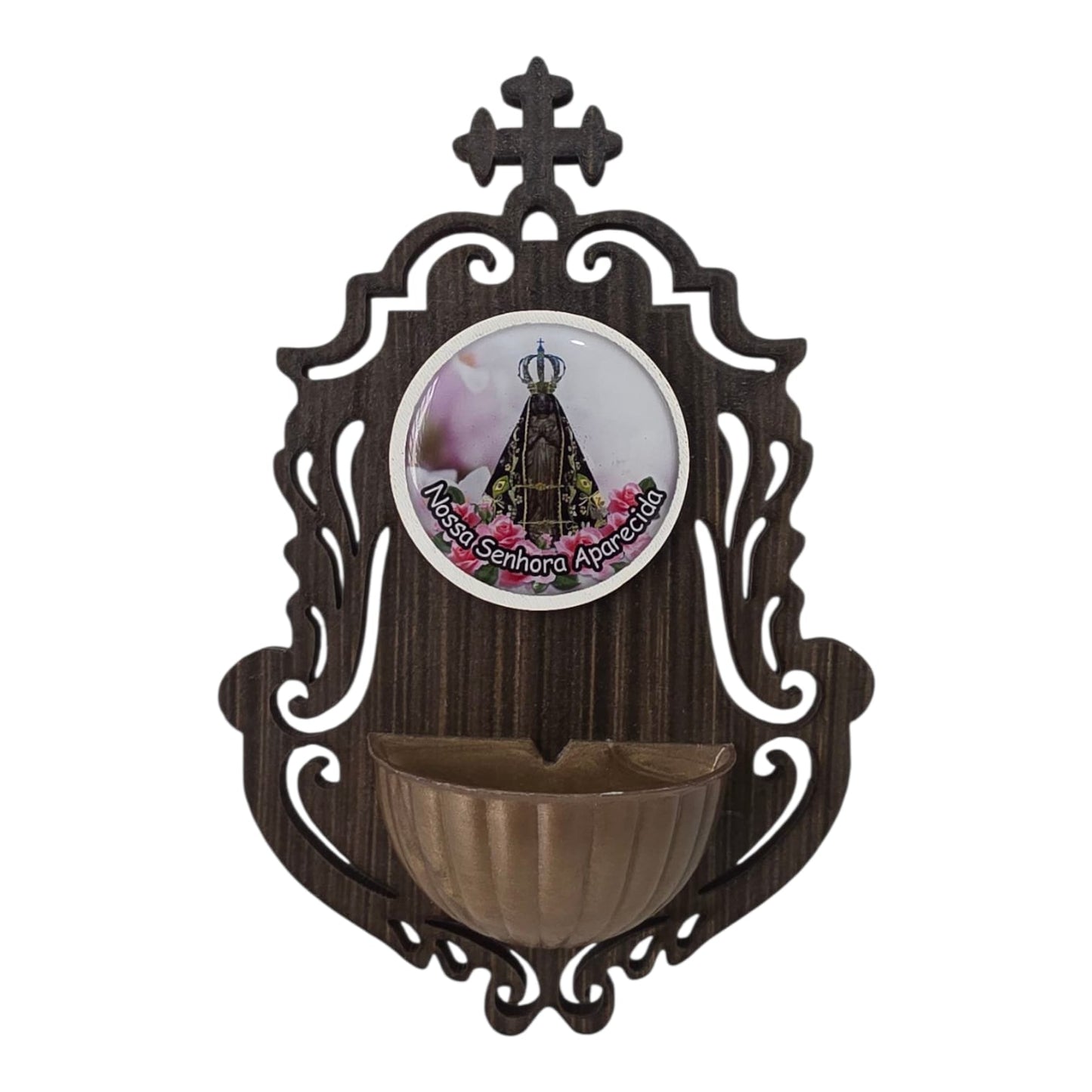 Wall-Mounted Holy Water Font with Sacred Image - 7.1 Inch