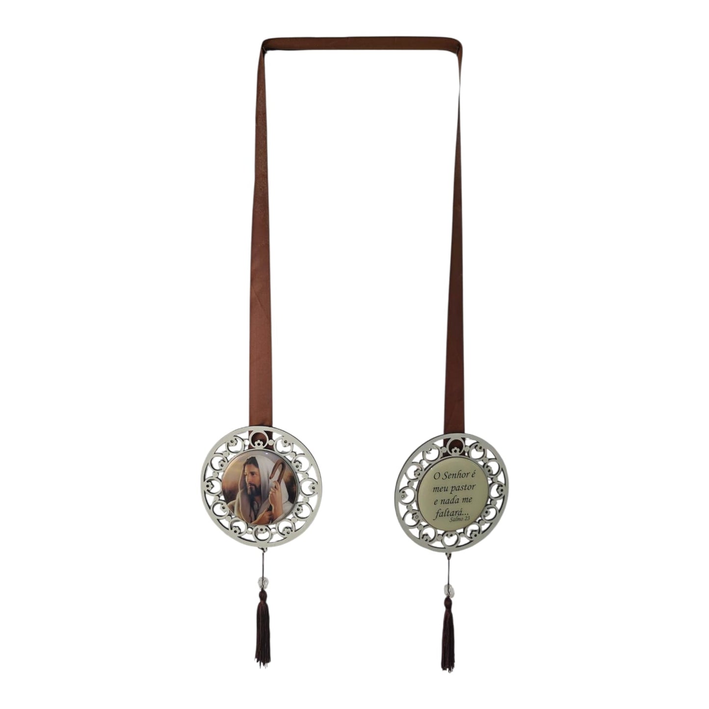 Door Scapular in Cutout Wood with Religious Images and Prayer - 5.1 Inch Mandalas