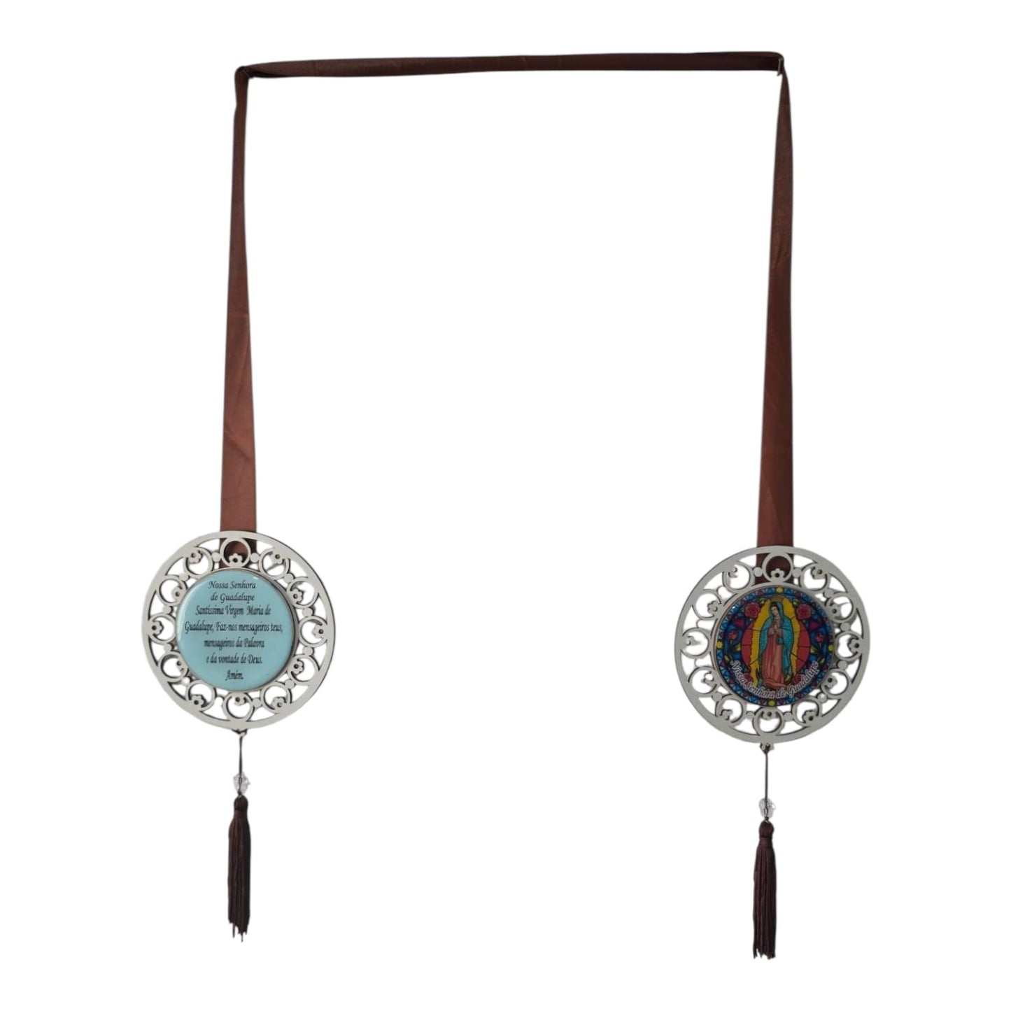Door Scapular in Cutout Wood with Religious Images and Prayer - 5.1 Inch Mandalas