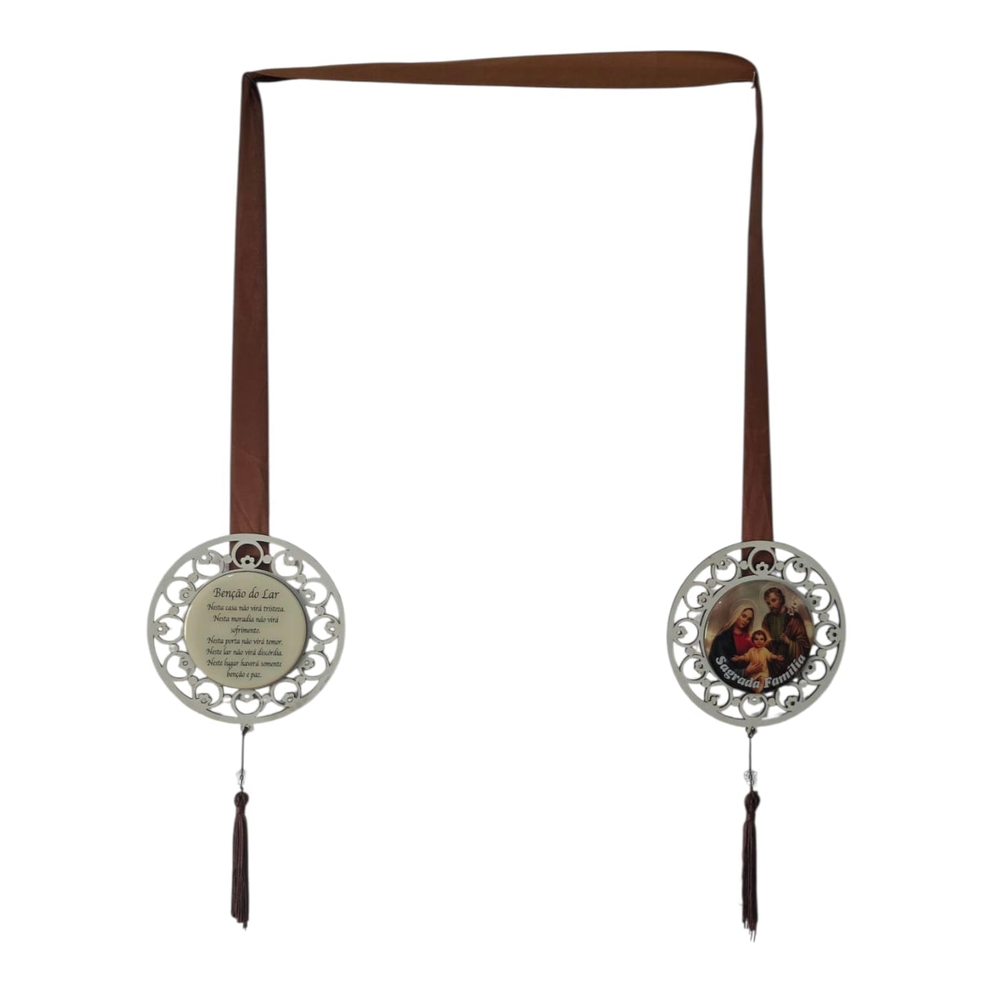 Door Scapular in Cutout Wood with Religious Images and Prayer - 5.1 Inch Mandalas