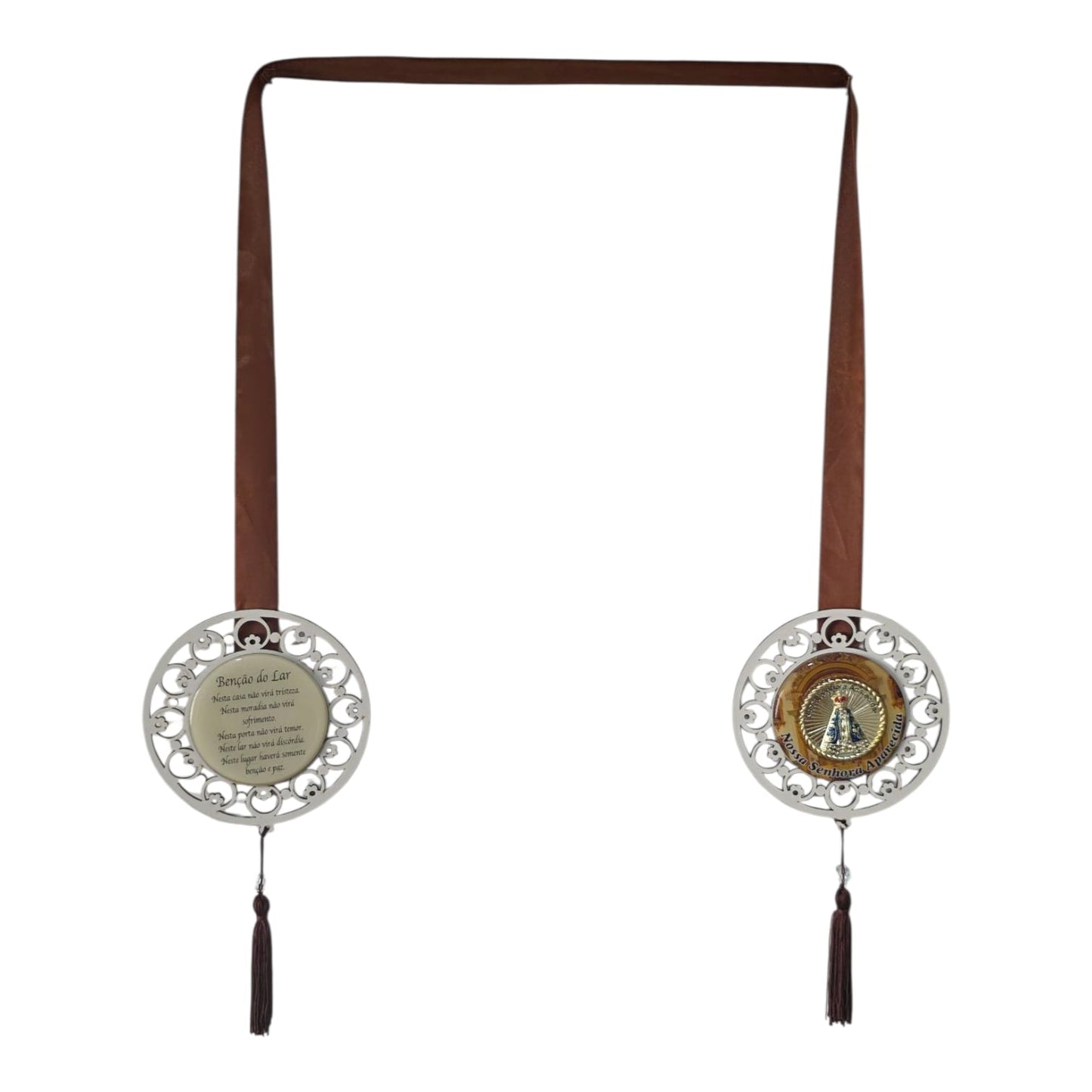 Door Scapular in Cutout Wood with Religious Images and Prayer - 5.1 Inch Mandalas