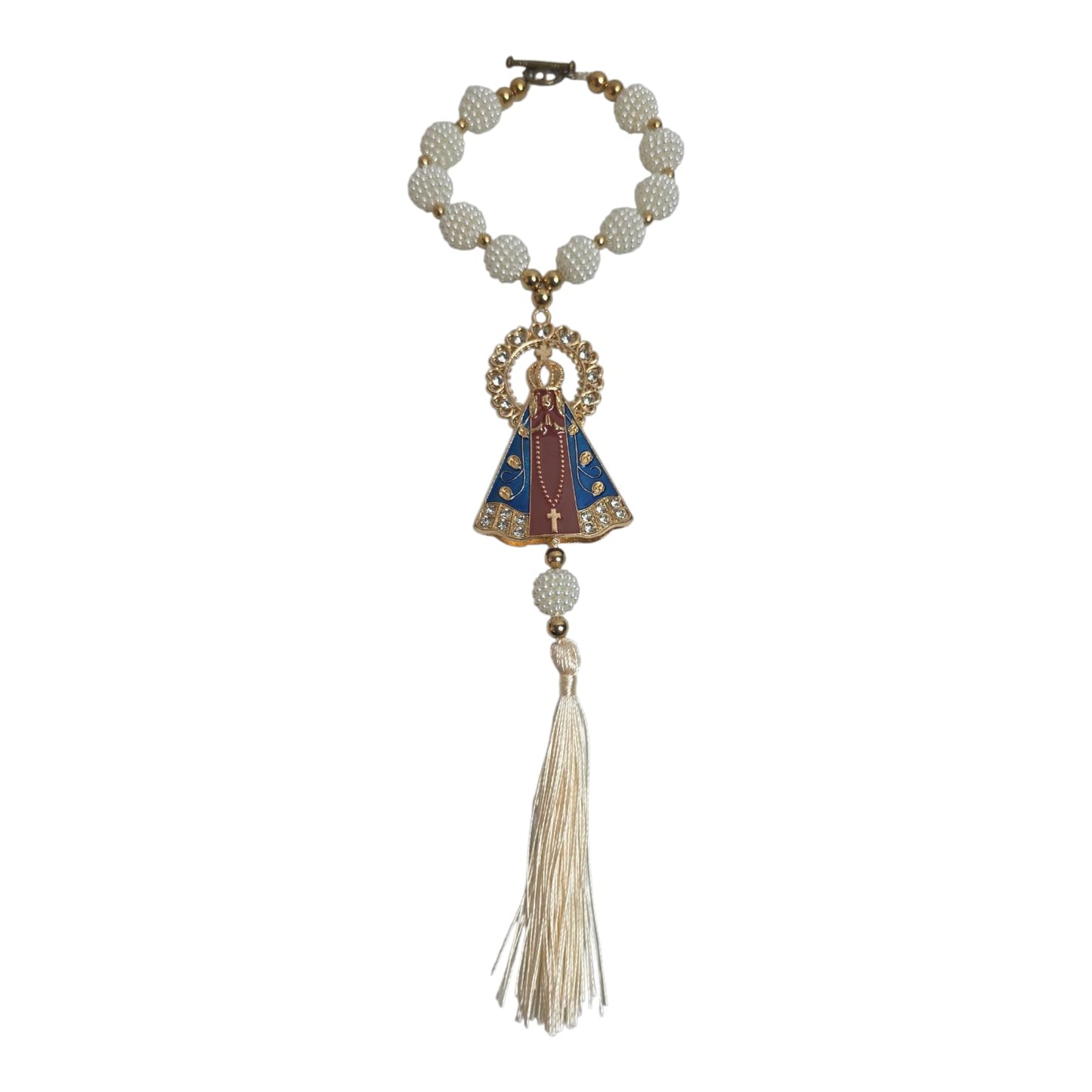 Our Lady of Aparecida Car Rosary – Blue or White Strass Beads