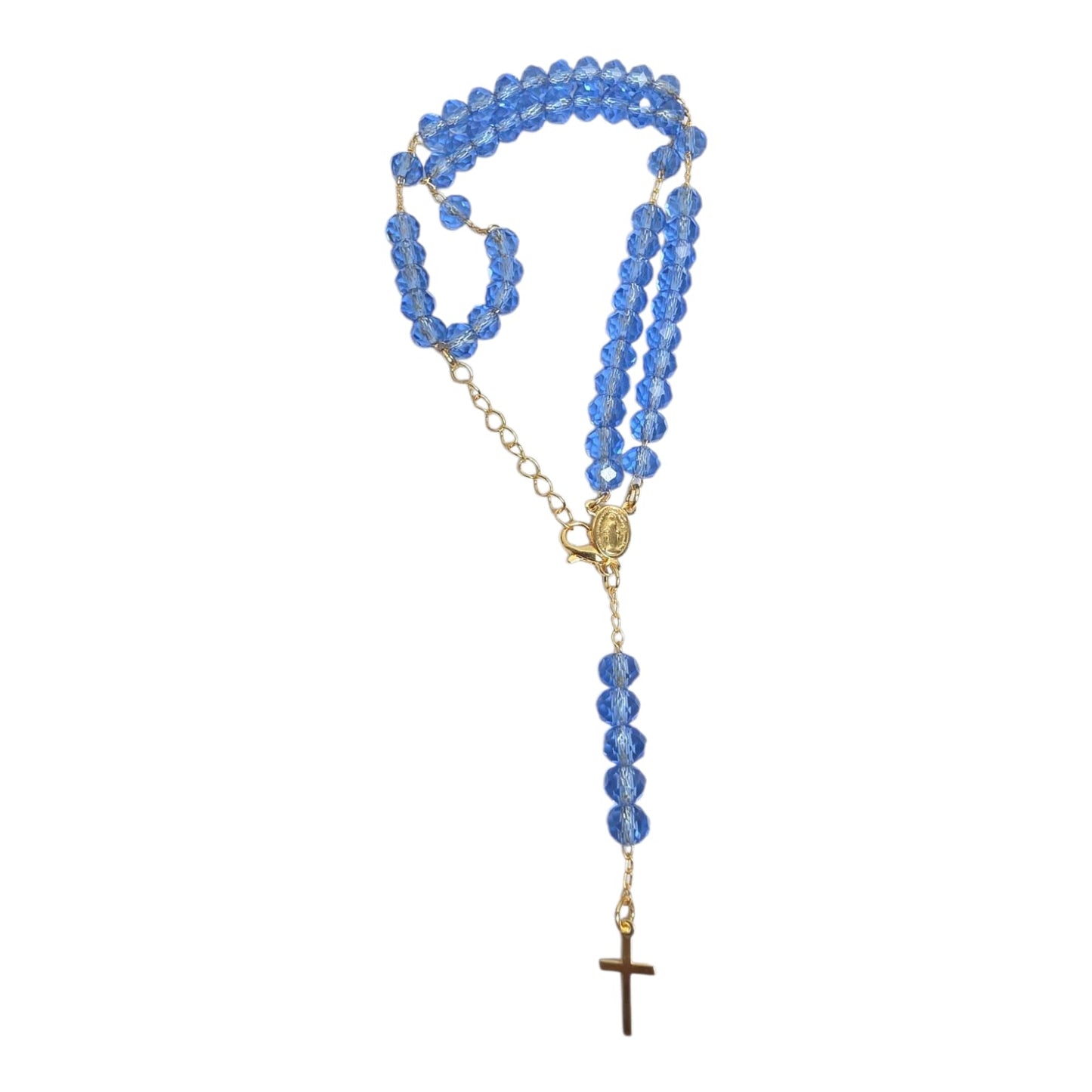 Glass Crystal Wrist Rosary Bracelet with Gold Finish - Various Colors