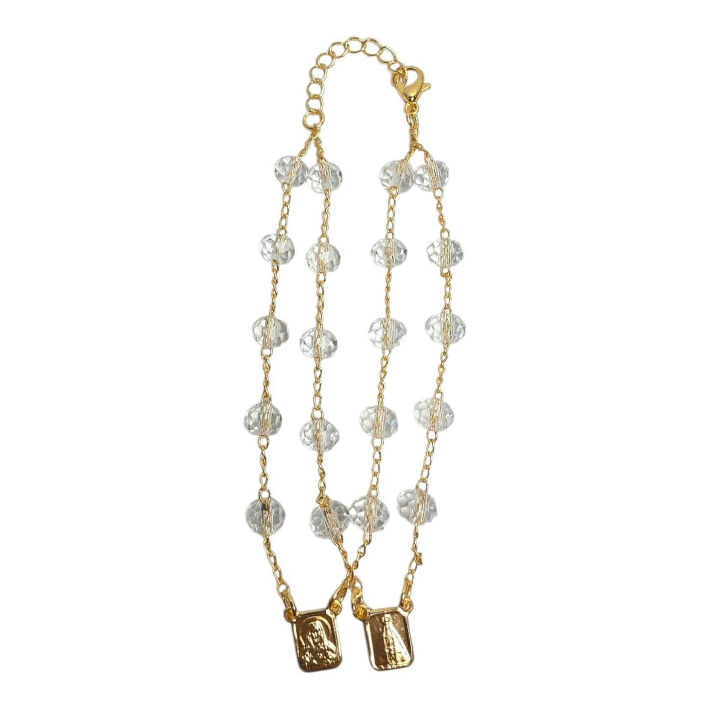 Double Scapular Bracelet in Faceted Glass Beads