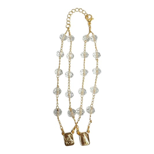 Double Scapular Bracelet in Faceted Glass Beads 7.5 inches