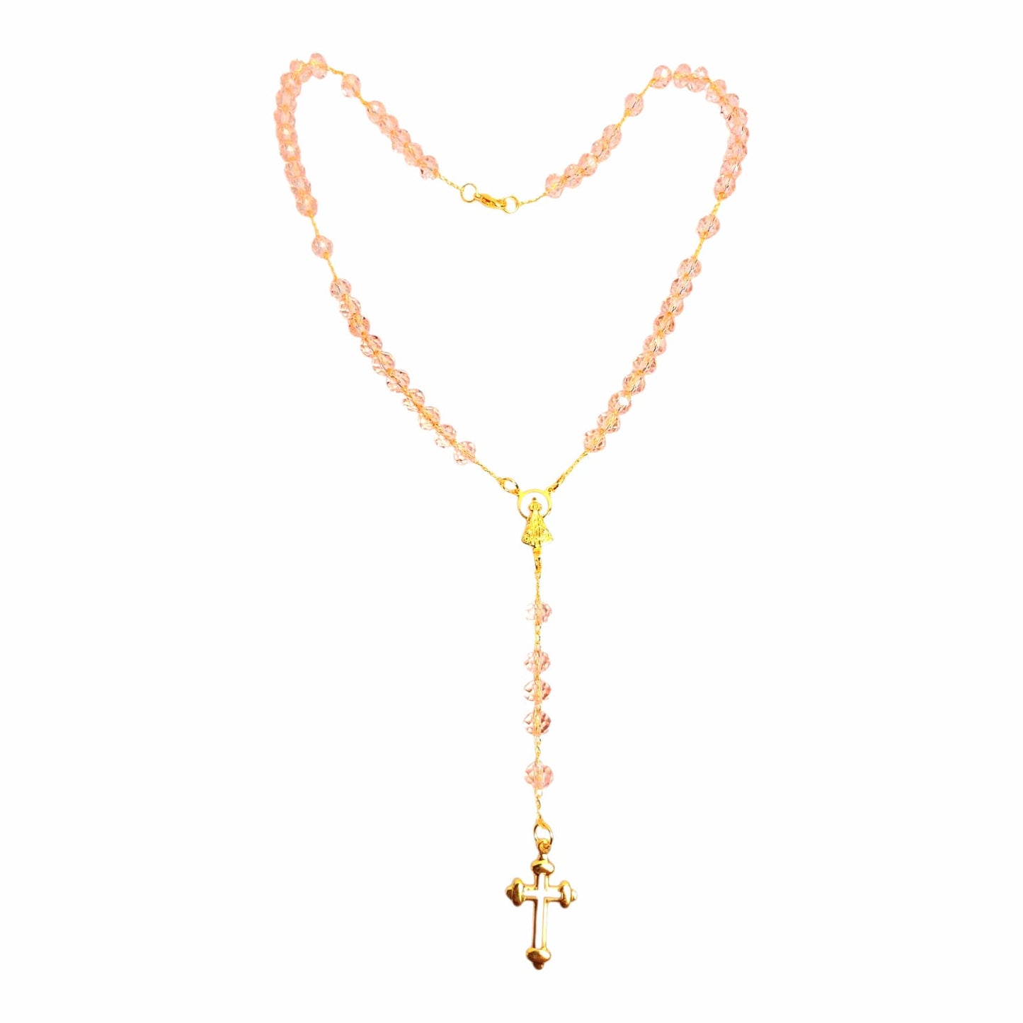 Crystal Glass Rosary Necklace