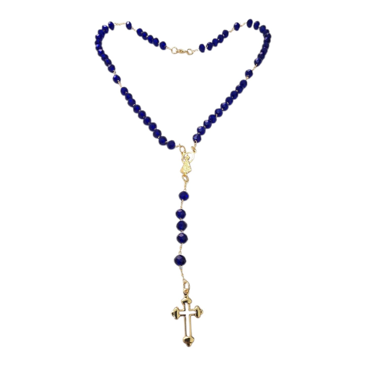 Crystal Glass Rosary Necklace