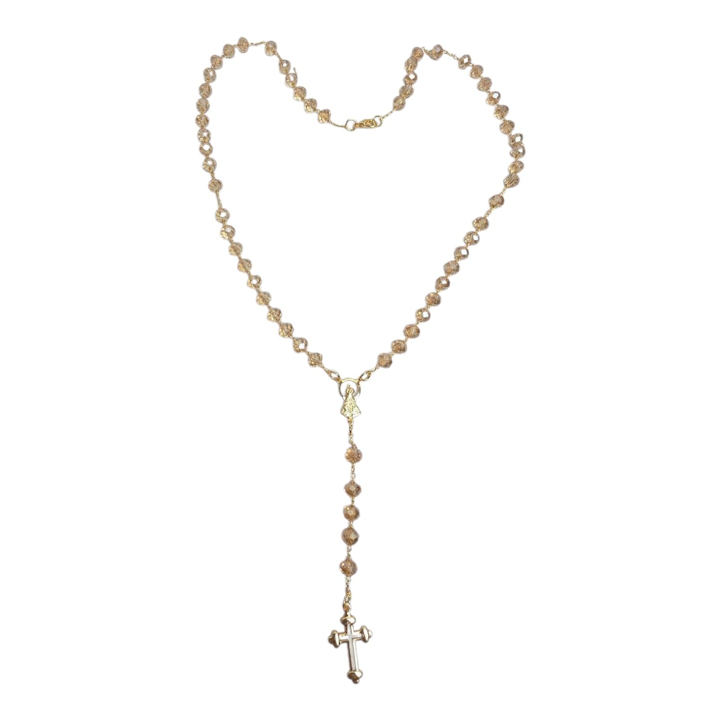 Crystal Glass Rosary Necklace