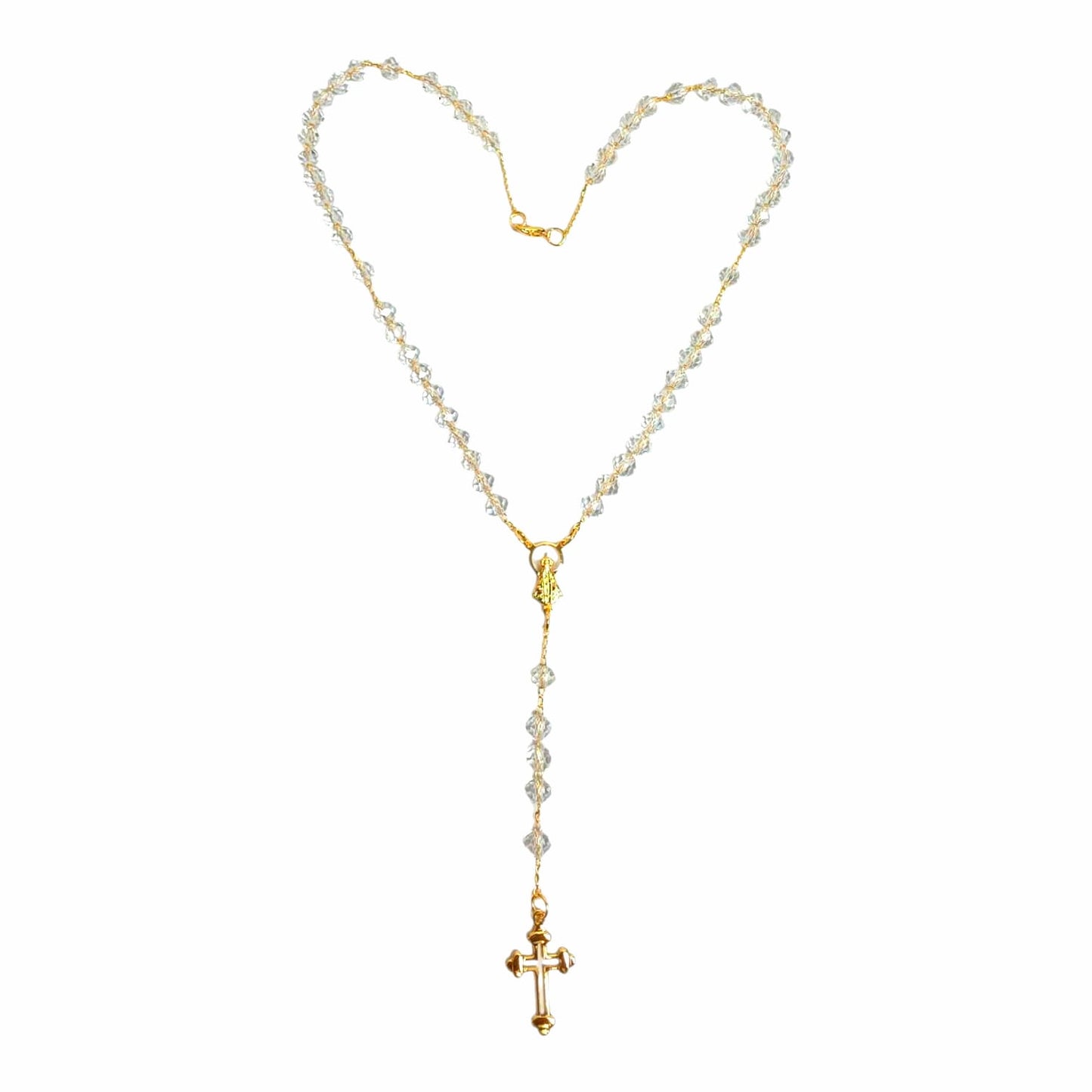 Crystal Glass Rosary Necklace