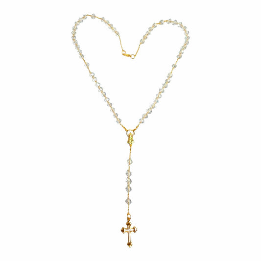 Crystal Glass Rosary Necklace