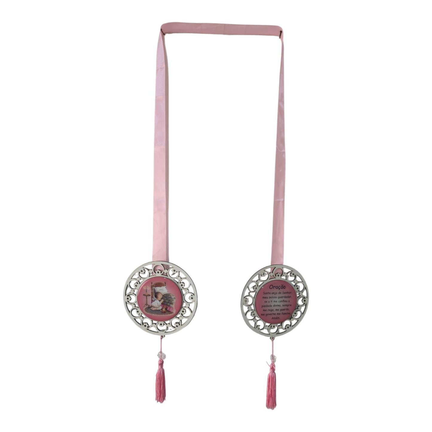 Door Scapular in Cutout Wood with Religious Images and Prayer - 5.1 Inch Mandalas