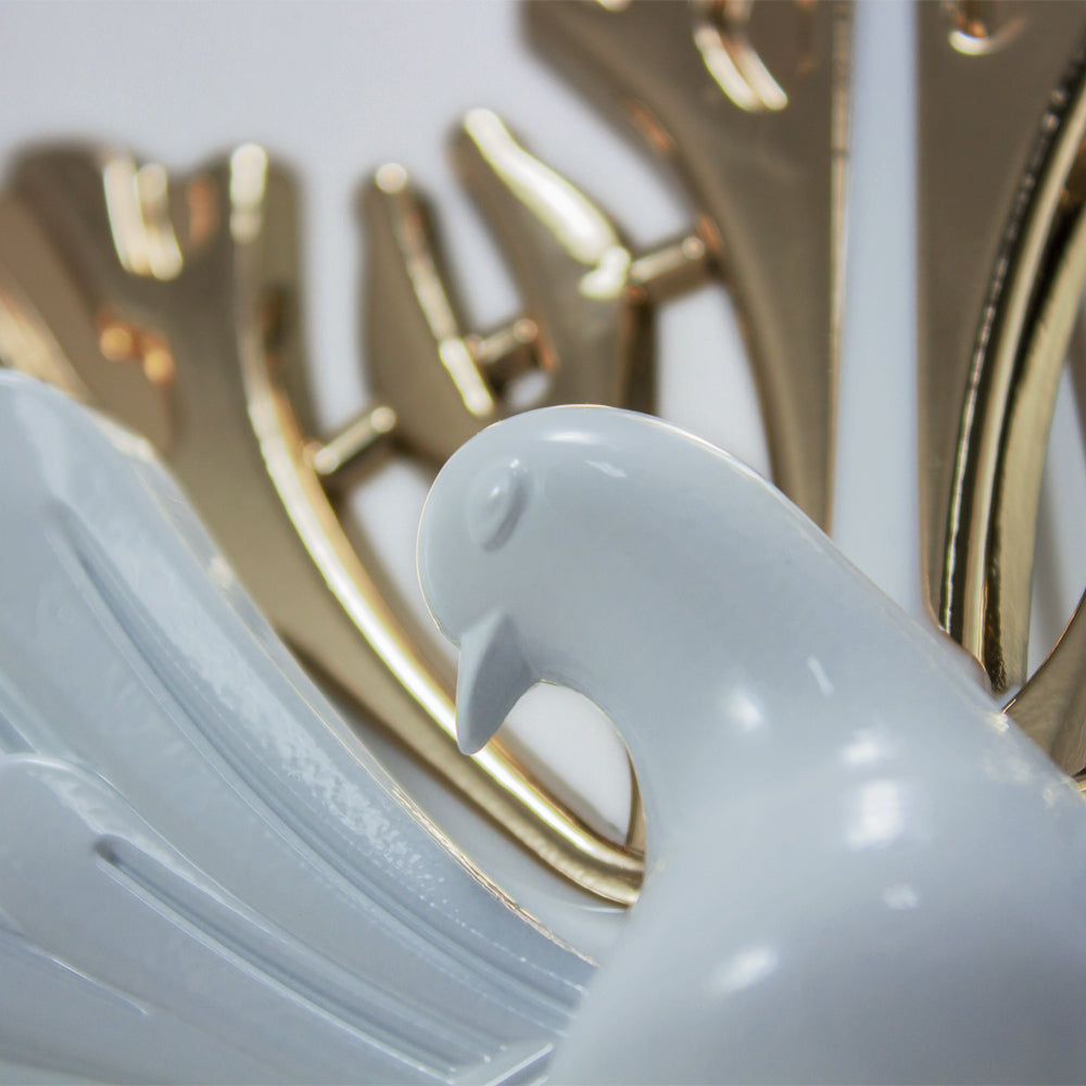 Holy Spirit Dove Ornament — Gold Sunburst with White Dove