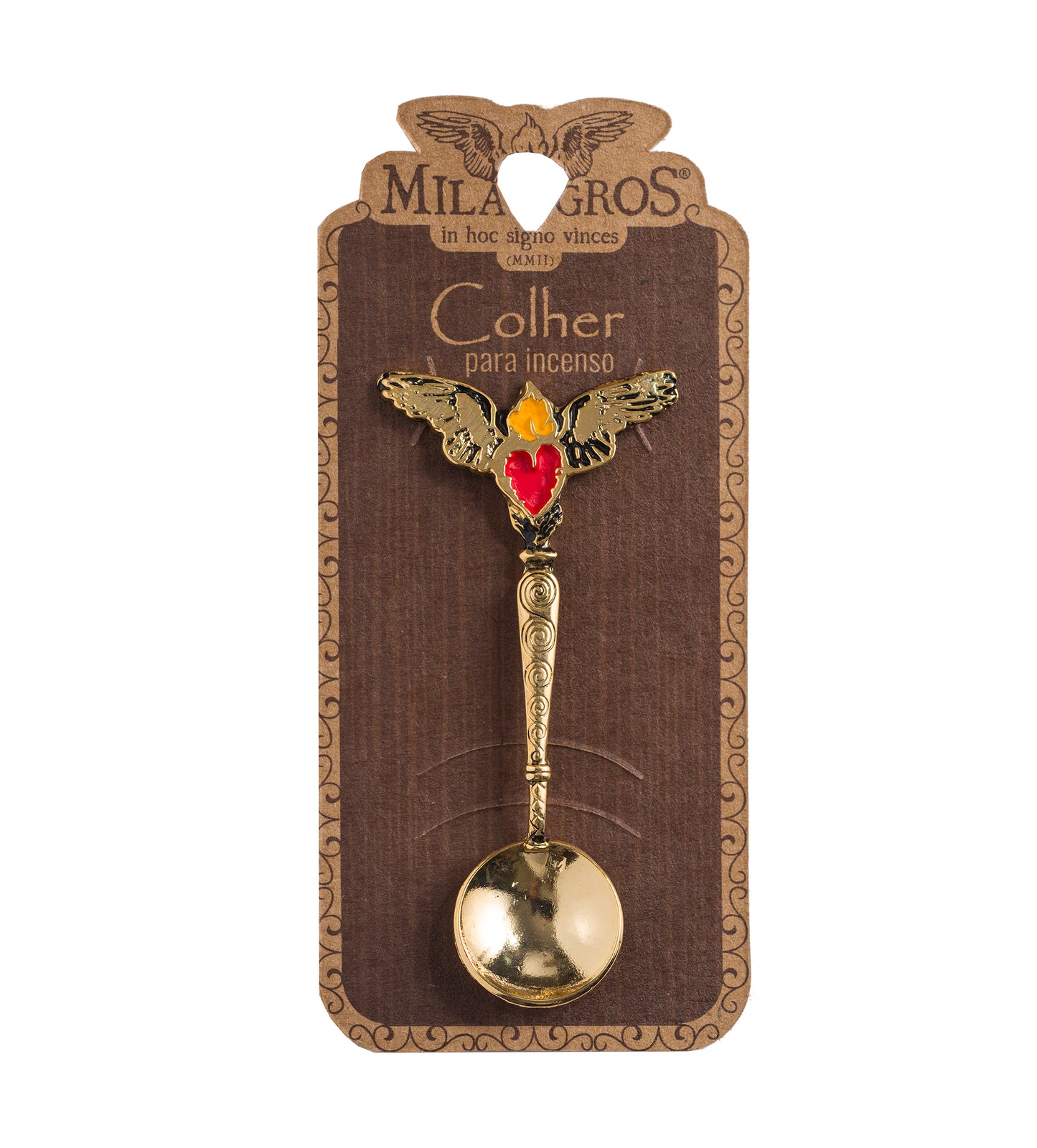 Milagros Gold Incense Spoon, 2.8 Inch
