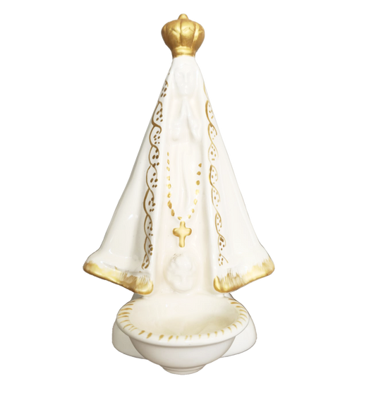 Milagros Our Lady of Aparecida (Nossa Senhora da Aparecida) Cream Ceramic Incense Burner 7.9 Inches