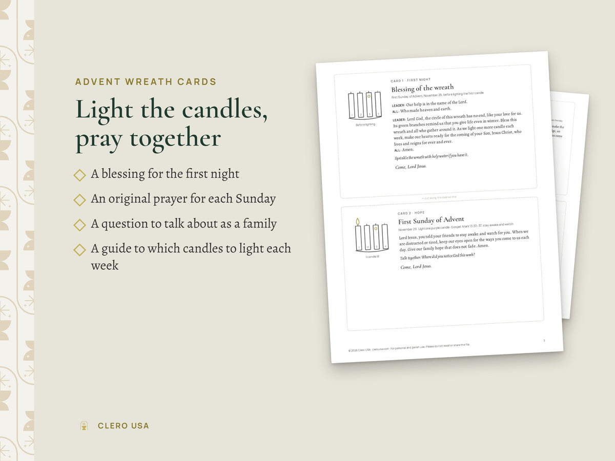 Advent wreath cards with a blessing and a prayer for each Sunday
