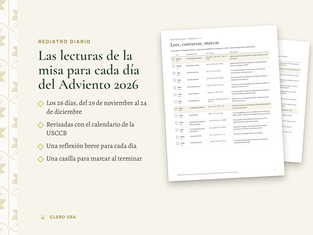 Registro diario con las lecturas de la Misa de cada día de Adviento 2026