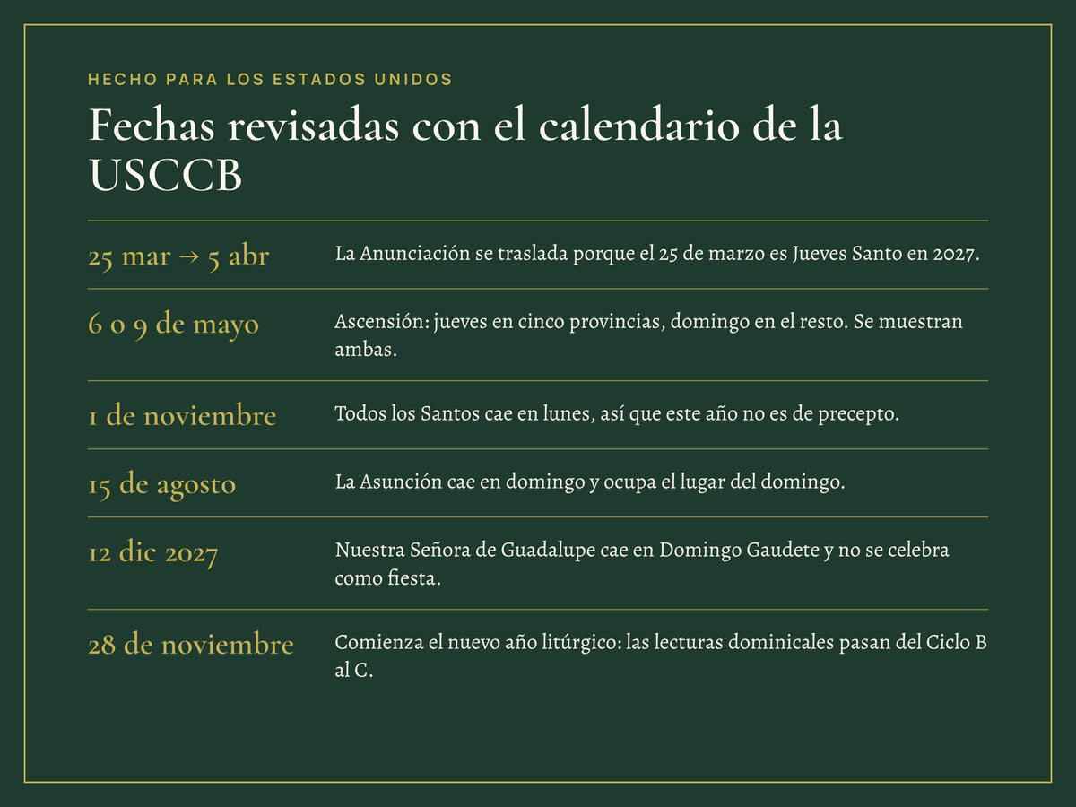 Sigue el calendario litúrgico de la USCCB para Estados Unidos