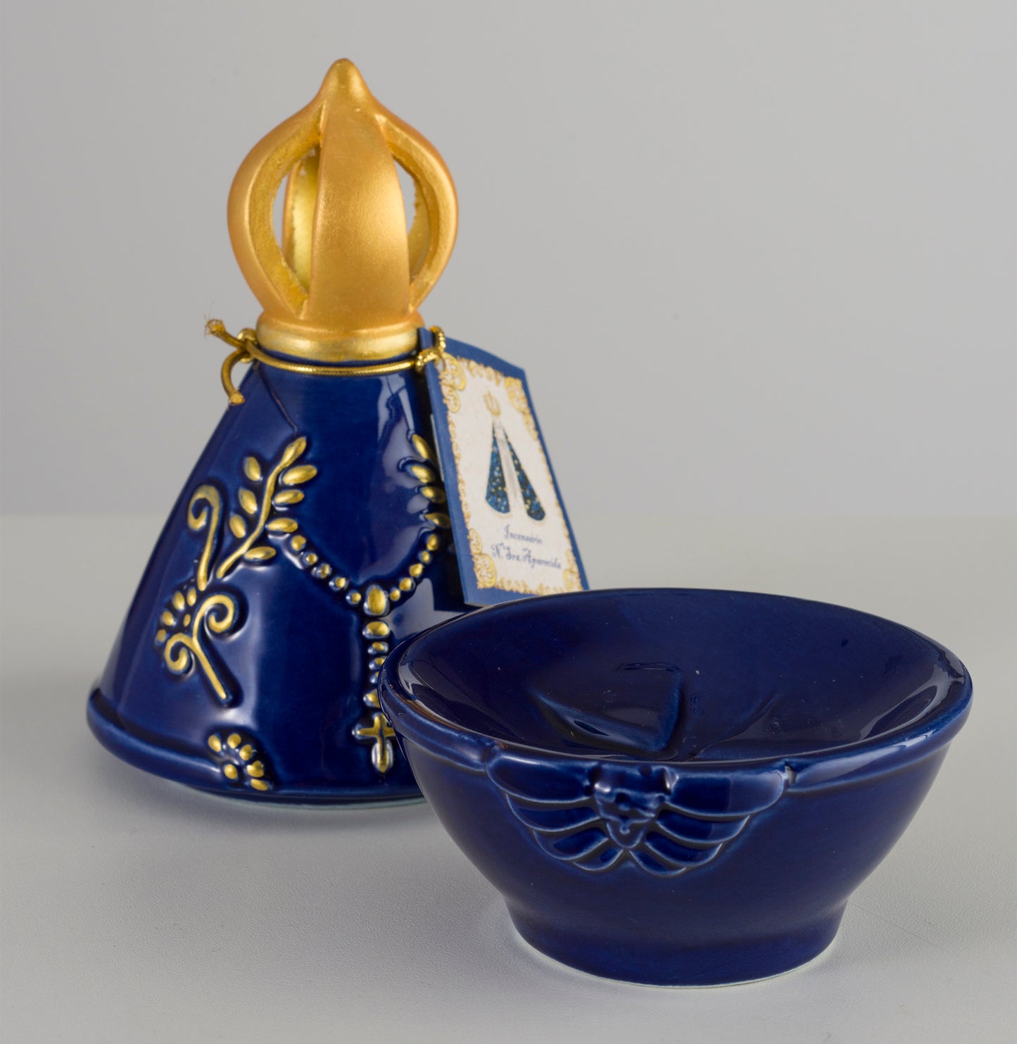 Our Lady of Aparecida Mantle Resin Incense Burner — Blue, 6.3 in