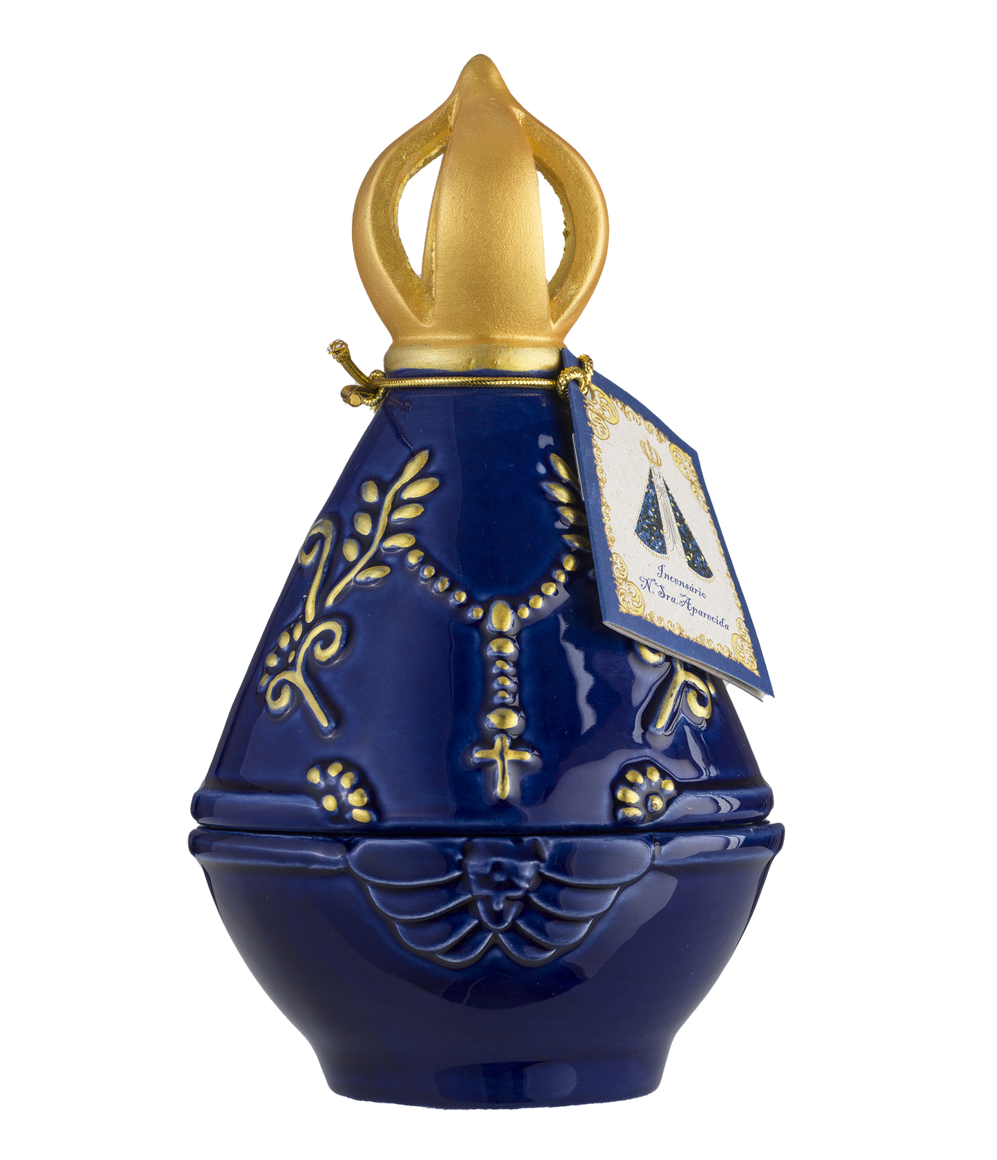 Our Lady of Aparecida Mantle Resin Incense Burner — Blue, 6.3 in