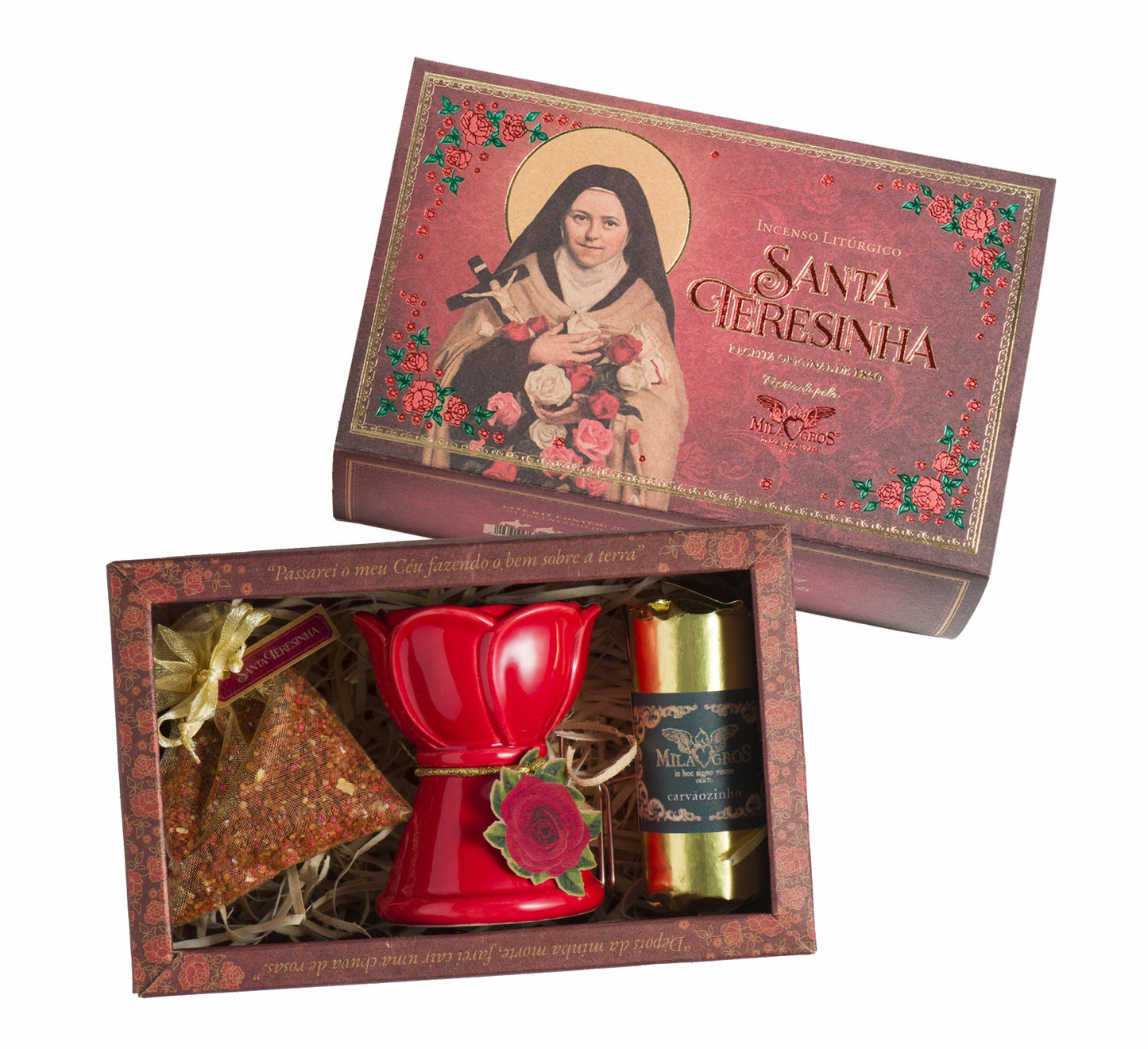 Milagros Saint Therese of Lisieux Red Incense Prayer Kit