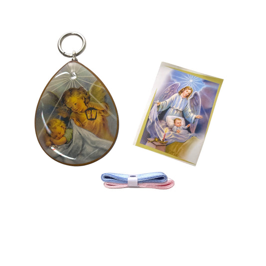 Guardian Angel Resin-Coated Wood Crib Medallion