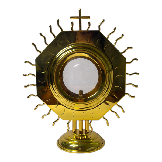 Monstrance 7.9 Inch Gold-Plated Brass