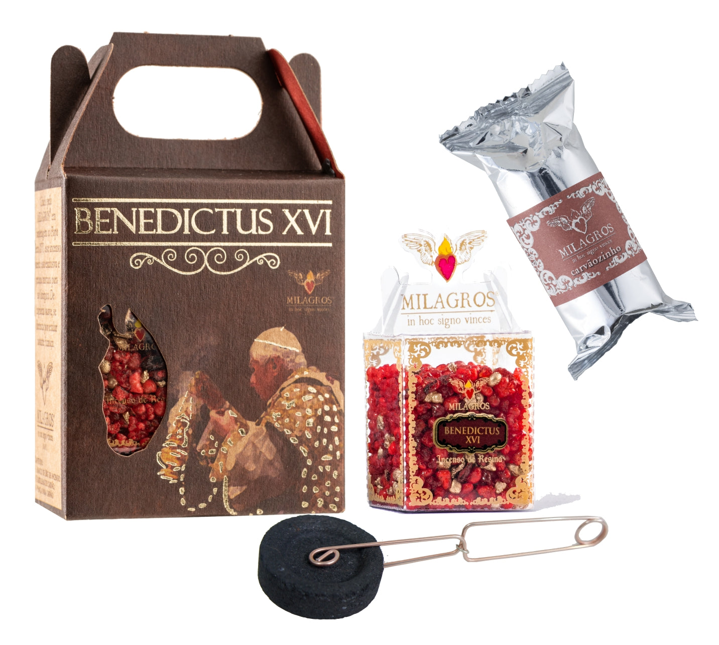 Milagros Benedictus XVI Mini Incense Kit with Tongs