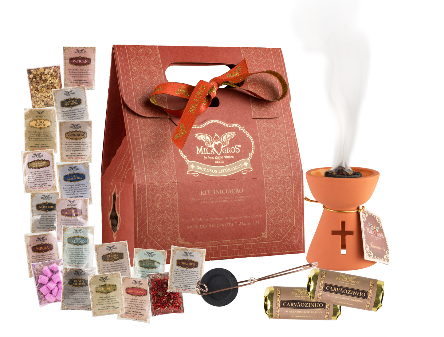 Milagros Terracotta Ceramic Incense Burner Starter Kit