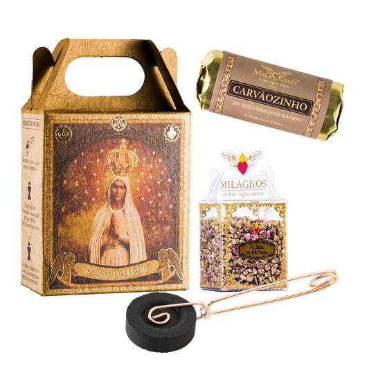 Milagros Our Lady of Fatima Mini Incense Kit with Ceramic Burner