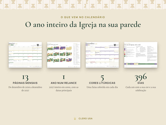 Conteúdo do calendário 2027: 13 páginas mensais de dezembro 2026 a dezembro 2027 e uma página com o ano inteiro