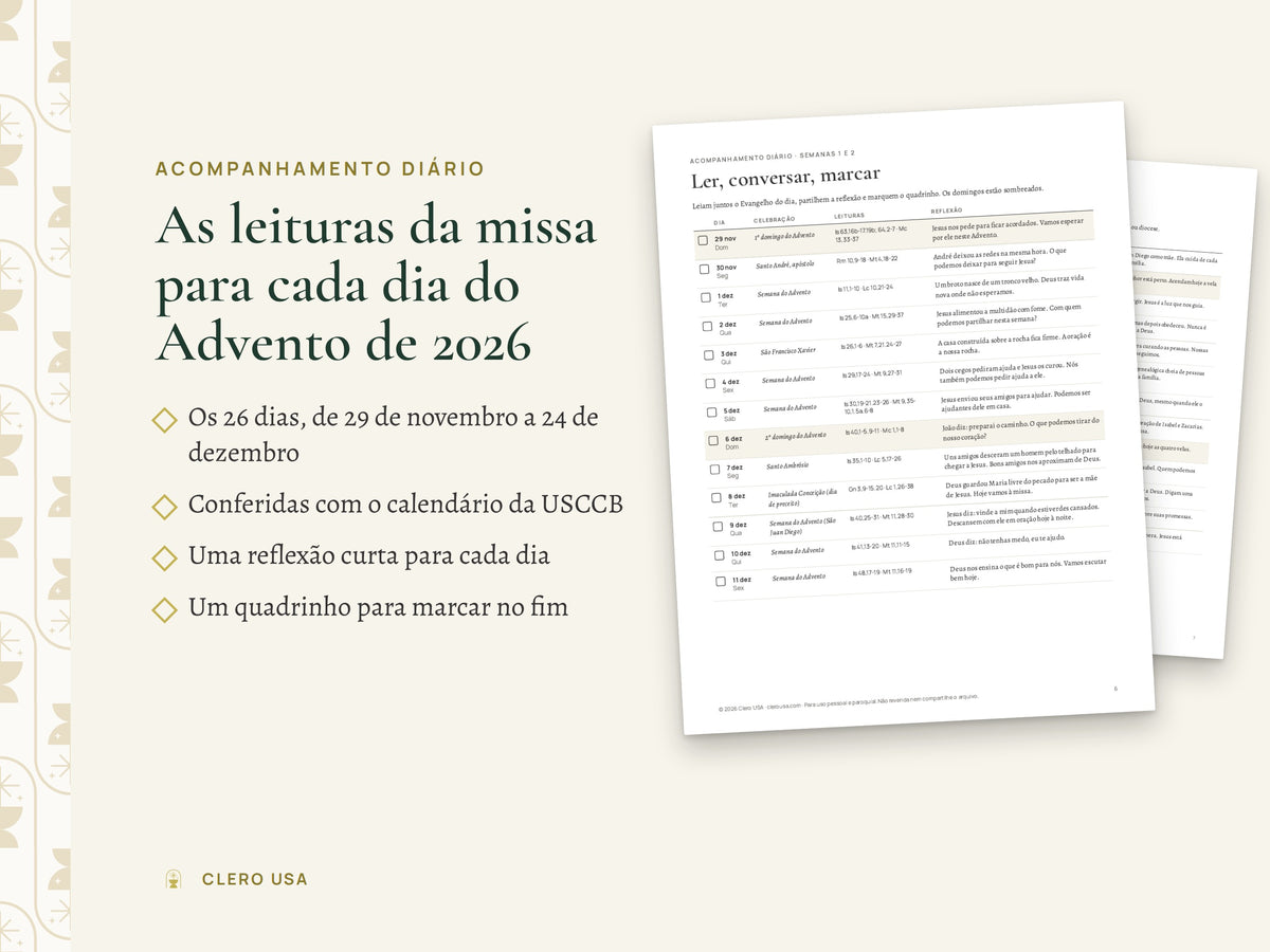 Registro diário com as leituras da Missa de cada dia do Advento 2026