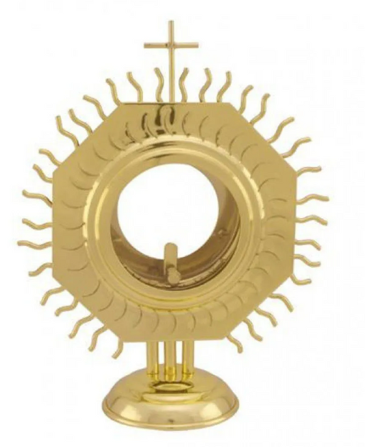 Monstrance 7.9 Inch Gold-Plated Brass