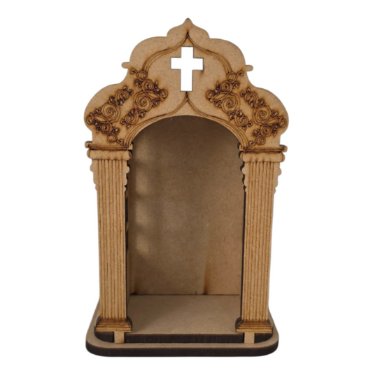 DIY Raw MDF Tabletop Chapel Oratory - Baroque Style Blank for Customization (3 Sizes)
