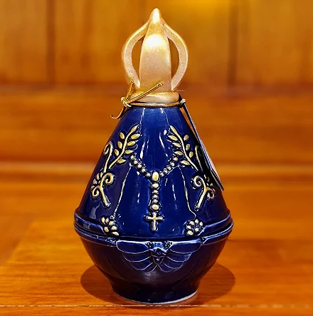 Milagros Blue Our Lady Aparecida Mantle Ceramic Incense Burner 6.3 Inches