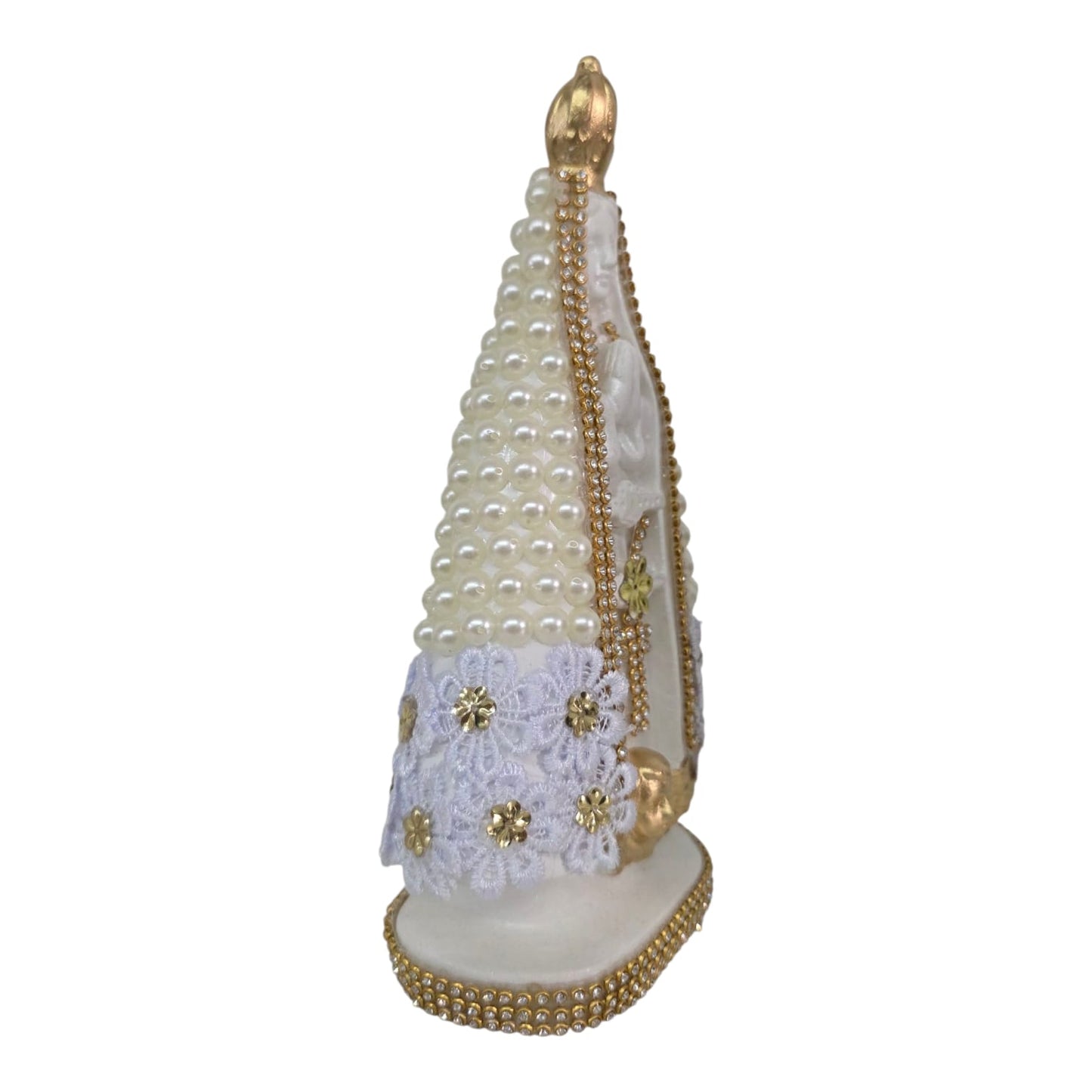 Our Lady of Aparecida Plaster Statue with Pearl Arch – 7.9 Inch