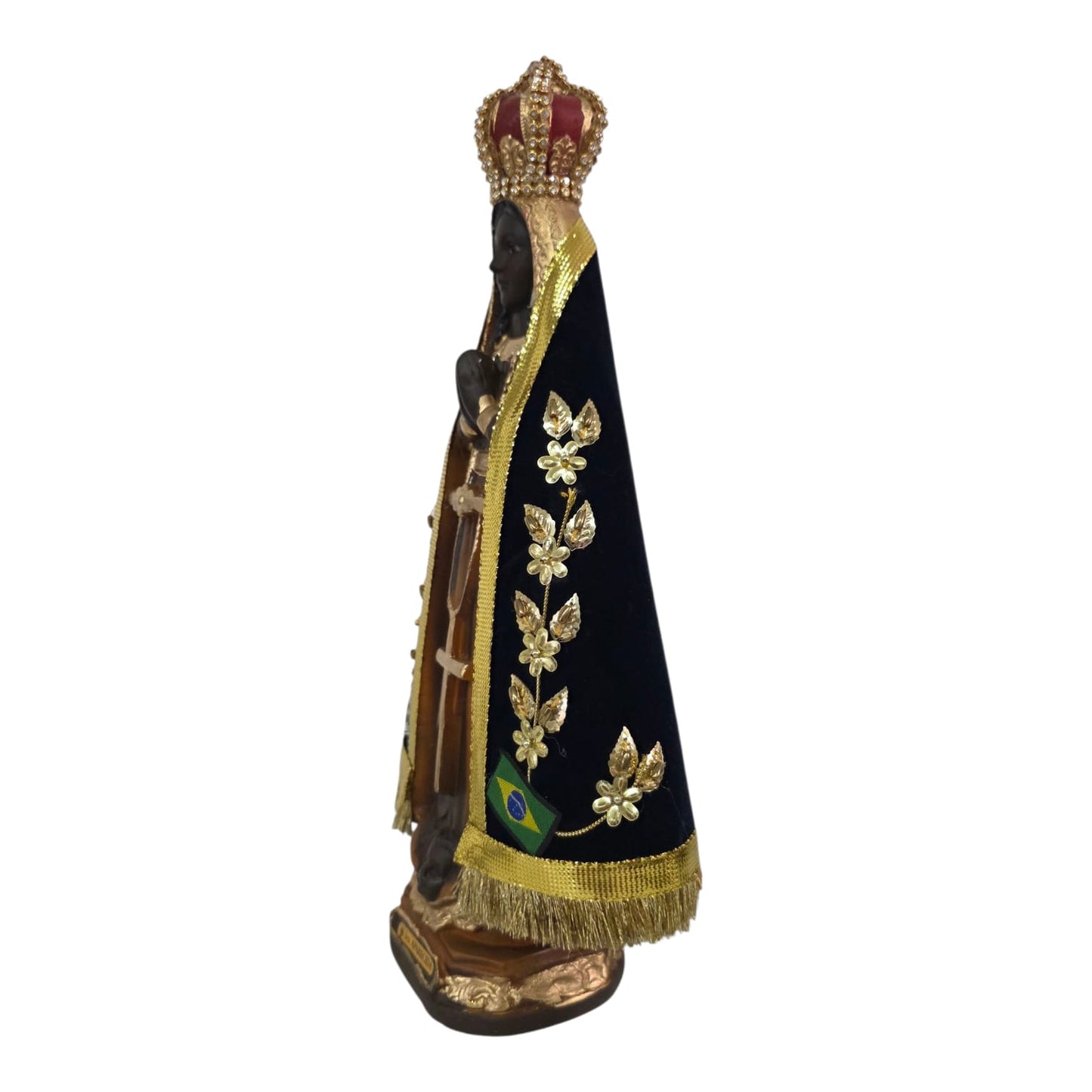 Our Lady of Aparecida Plaster Statue with Flocked Mantle – 9.1 Inch – Velvet-Touch Luxury