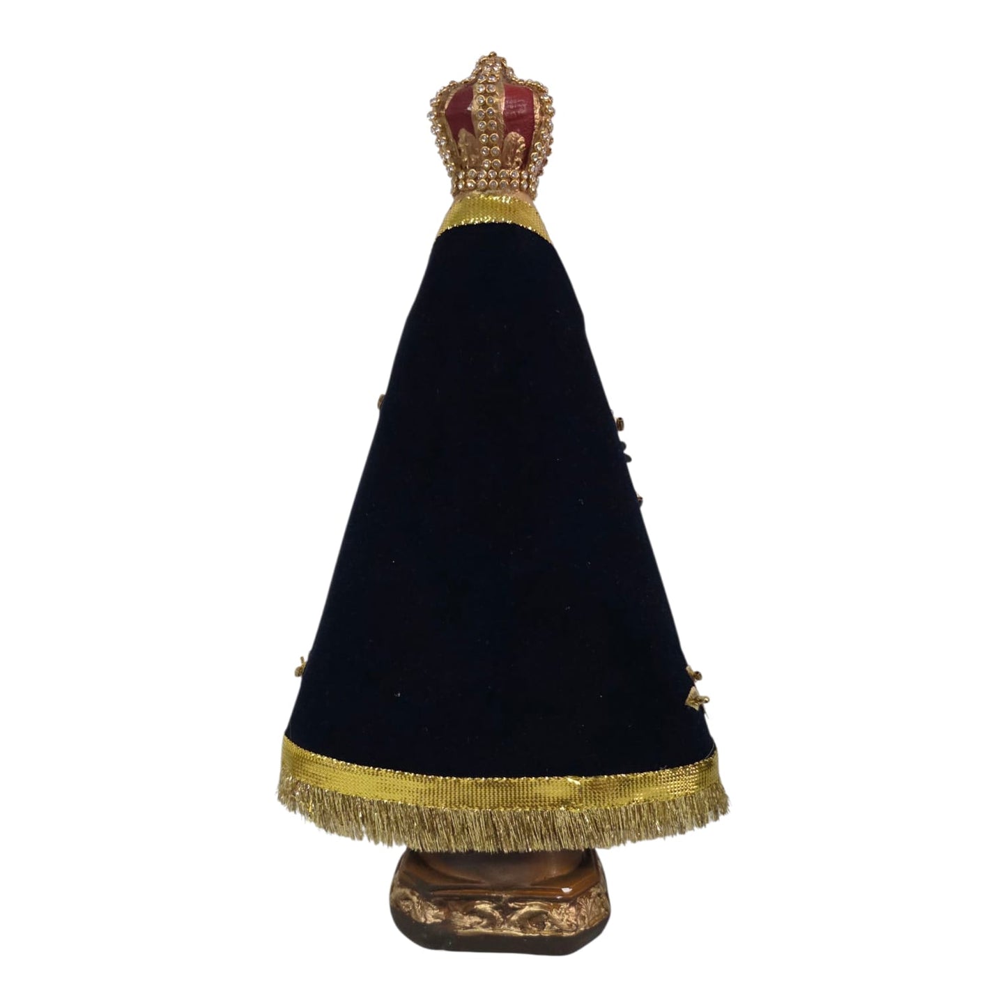Our Lady of Aparecida Plaster Statue with Flocked Mantle – 9.1 Inch – Velvet-Touch Luxury