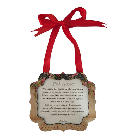 Our Father Prayer Bow Plaque - 5.3 in Tall