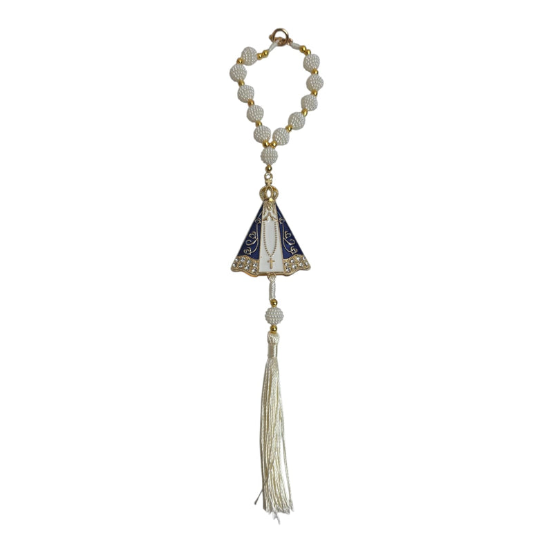 Our Lady of Aparecida Car Rosary – Blue or White Strass Beads
