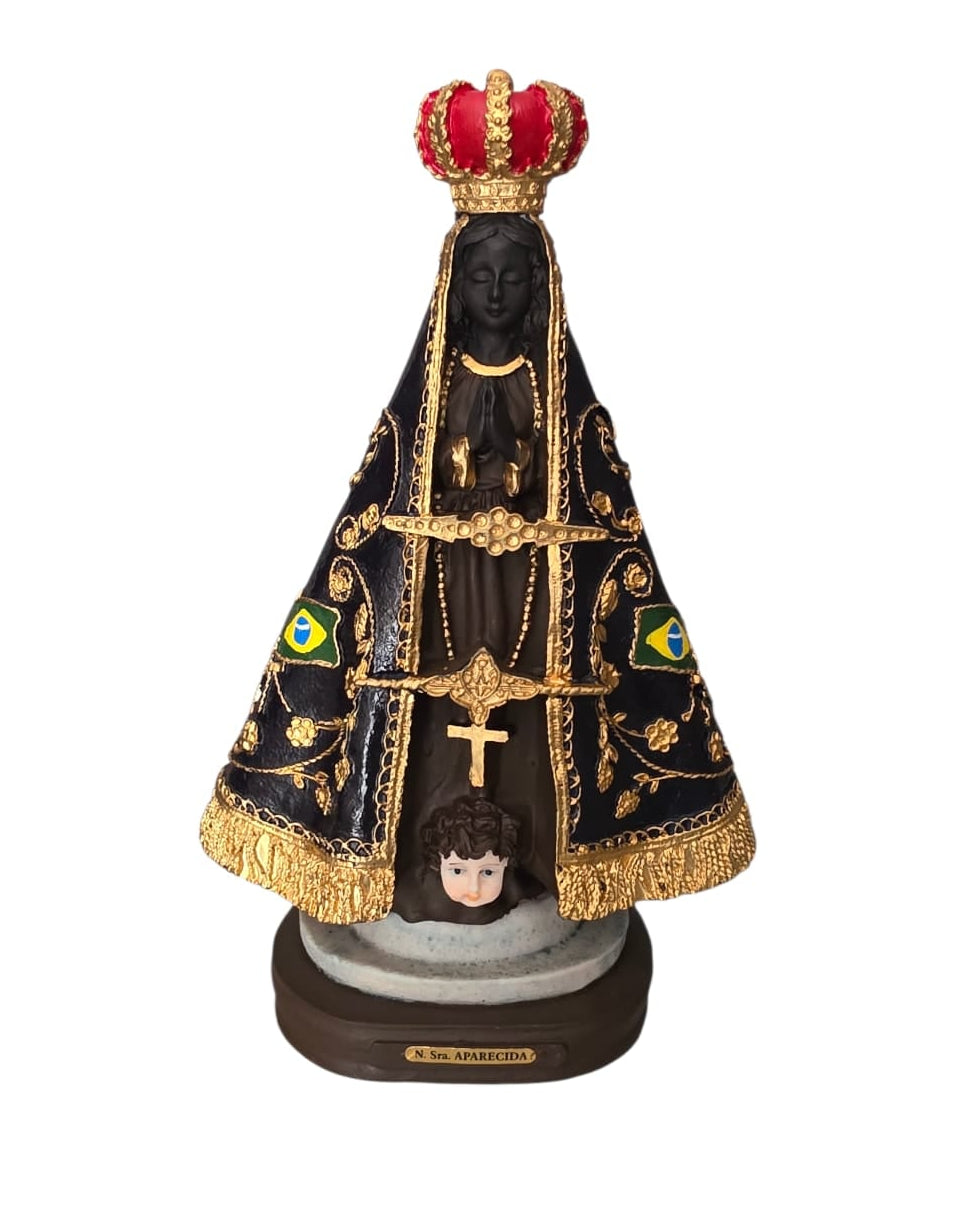 Hand-Painted Our Lady of Aparecida Statue in Resin – 10.2 Inch