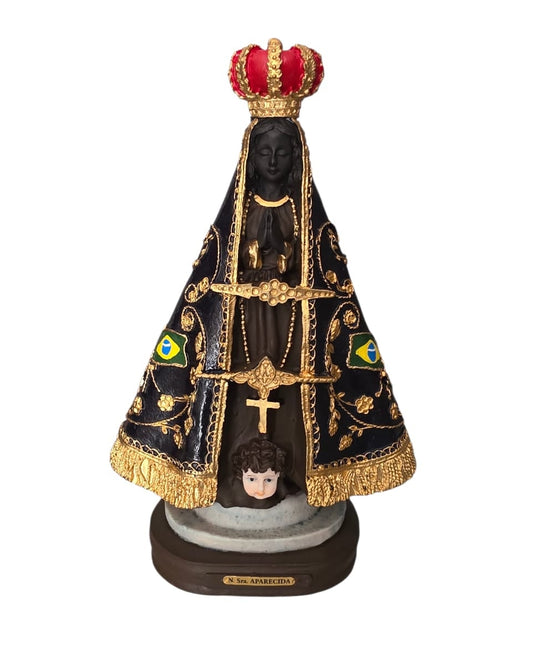 Hand-Painted Our Lady of Aparecida Statue in Resin – 10.2 Inch